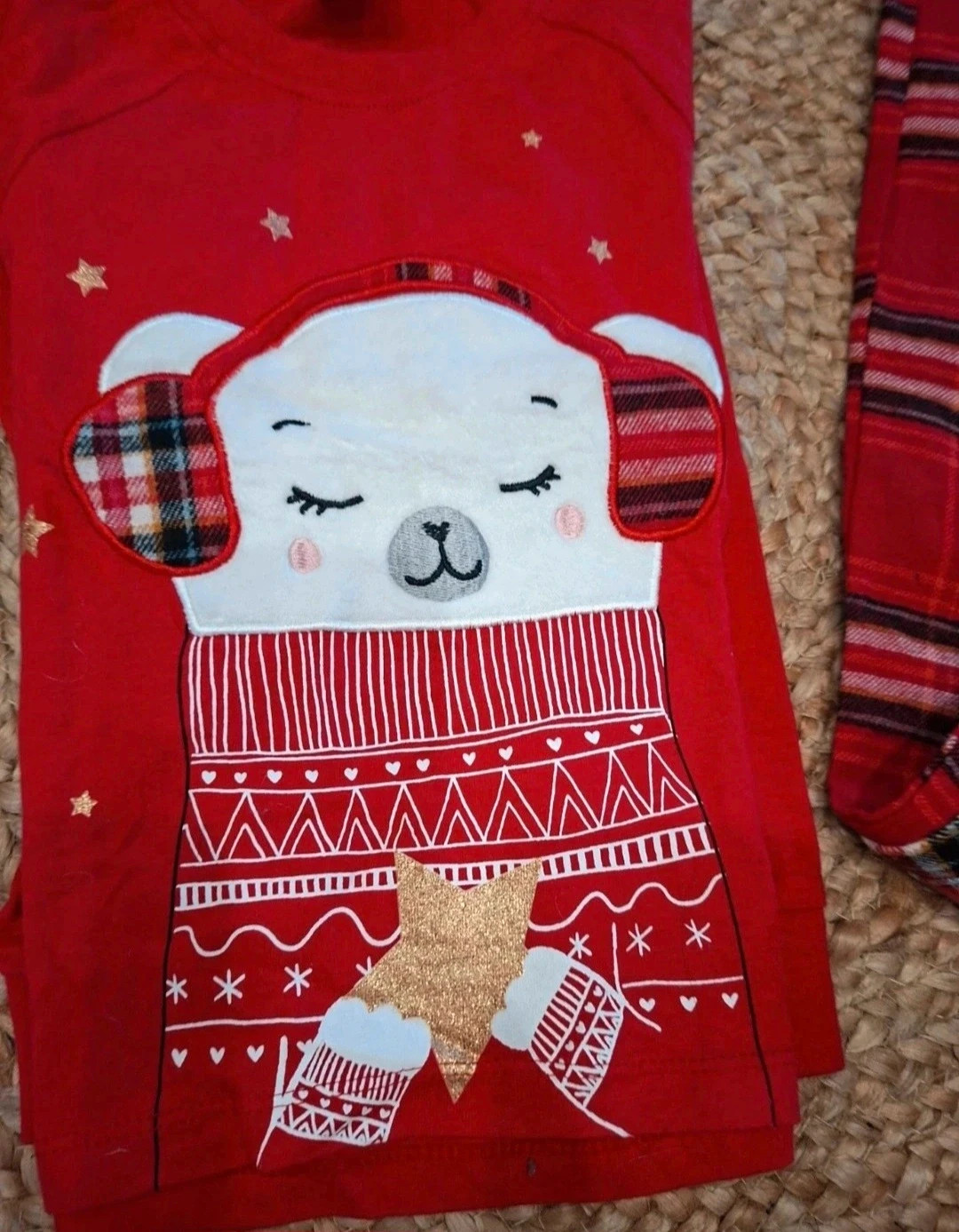 Pyjama fille Noël 5/6 ans 110/116 cm rouge carreaux – Little Kids – taille 5 ans / 110 cm 2