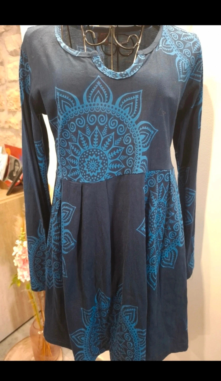 Robe évasée bleu marine à motifs mandala – Aller Simplement – T.S – Aller Simplement – taille S / 36 / 8 2
