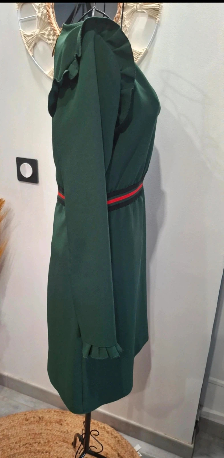 Robe verte élégante Holly & Joey T2 – volants – made in France – Holly & Joey – taille M / 38 / 10 4