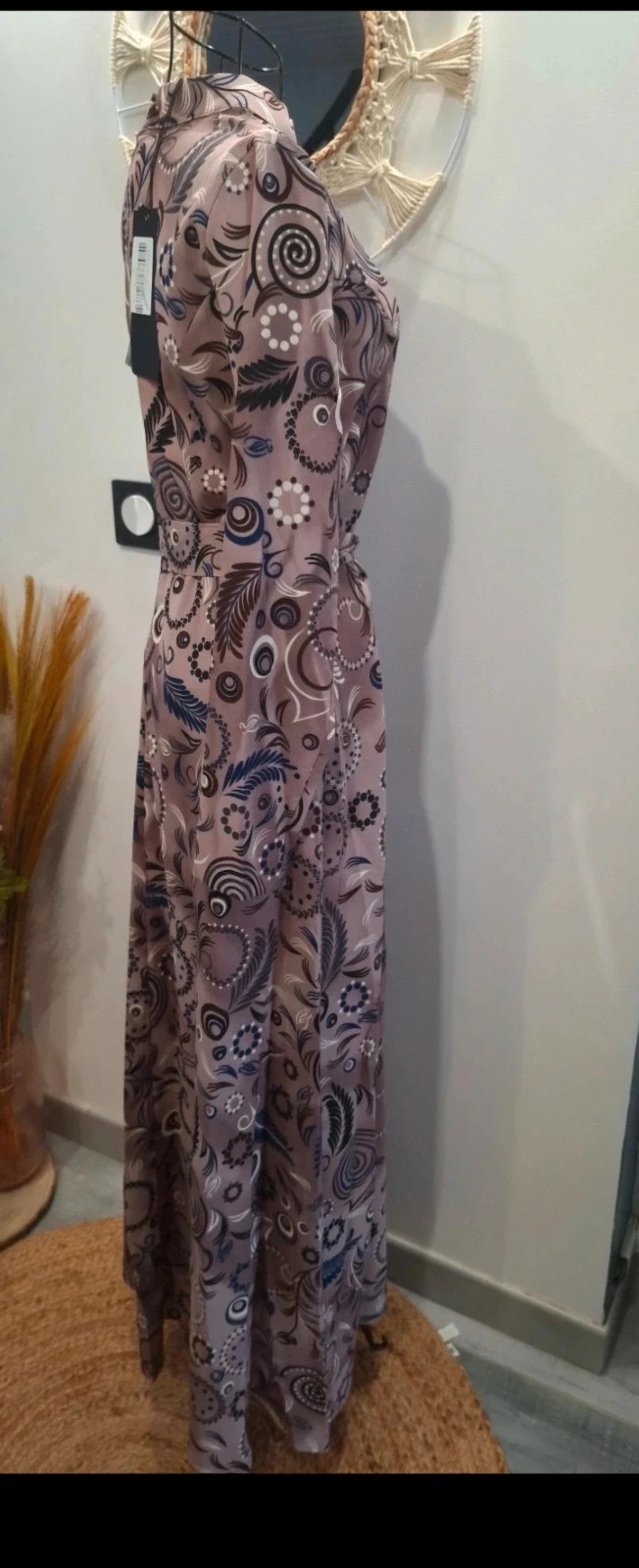 Robe longue Tavin imprimé graphique col montant ceinturée taille 40 – Tavin – taille L / 40 / 12 4