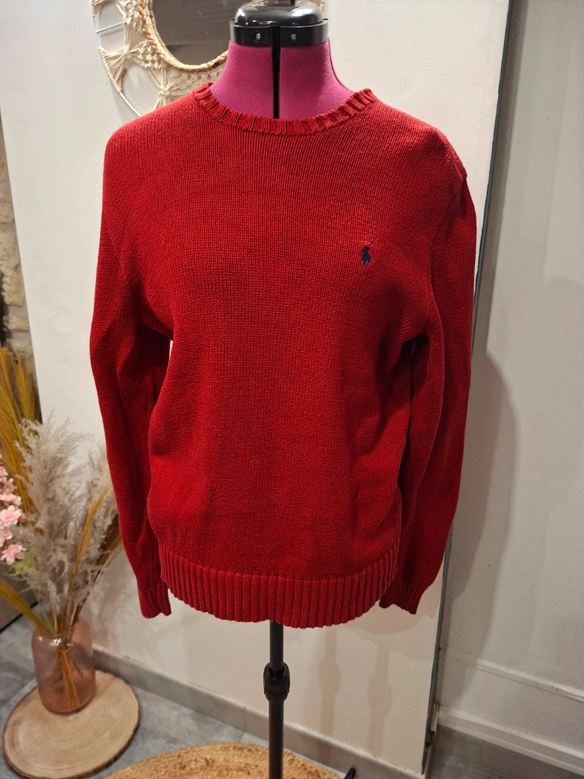 Polo Ralph Lauren – pull rouge 100 % coton – taille M