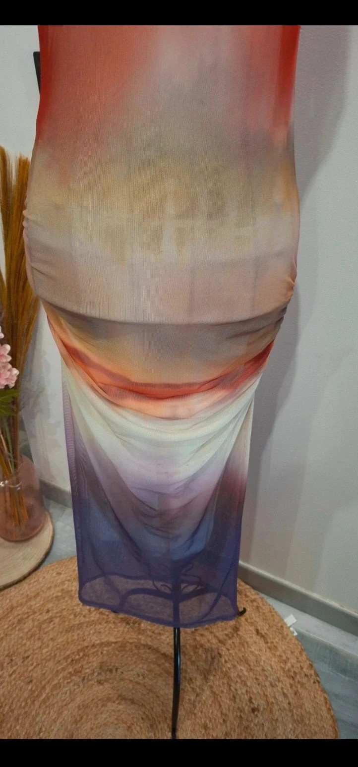 Robe longue Zara transparente dégradée orange violet – taille S – Zara – taille S / 36 / 8 3