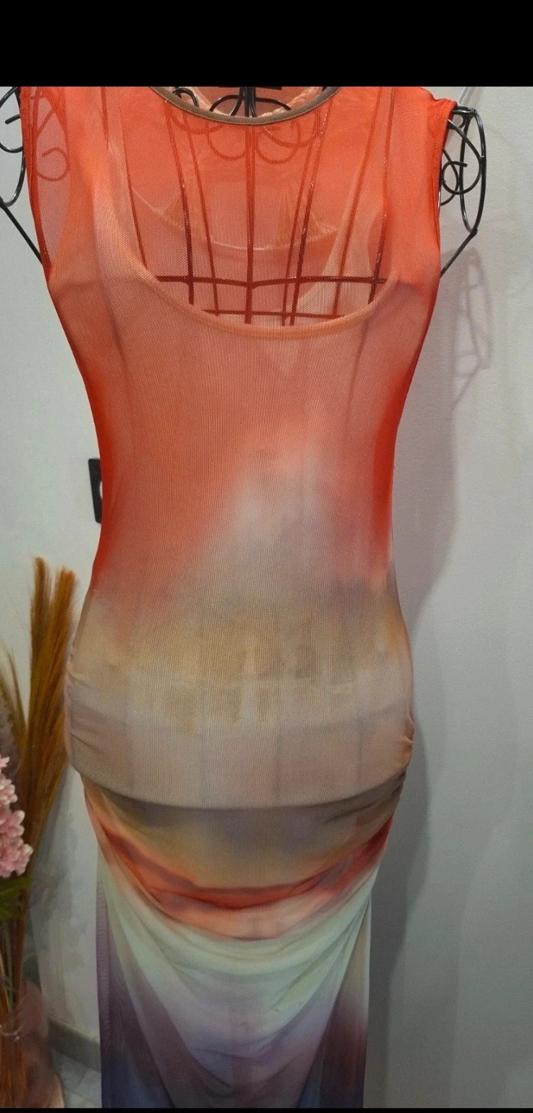Robe longue Zara transparente dégradée orange violet – taille S – Zara – taille S / 36 / 8 2