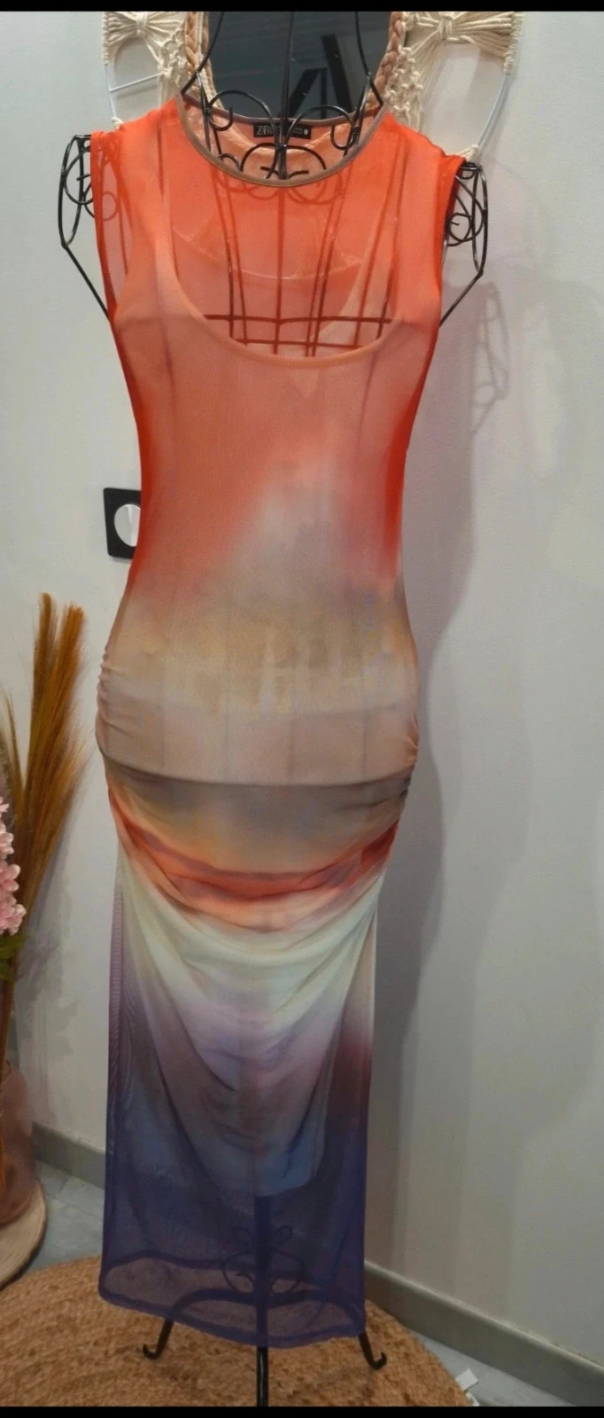 Robe longue Zara transparente dégradée orange violet – taille S – Zara – taille S / 36 / 8