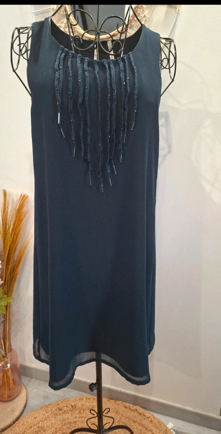 Robe I.Code by IKKS bleu marine détails tressés – taille 36