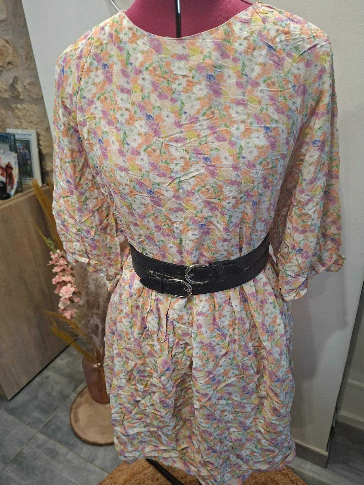 Robe fleurie FRNCH Paris beige pastel T. L neuve – FRNCH – taille L / 40 / 12 2