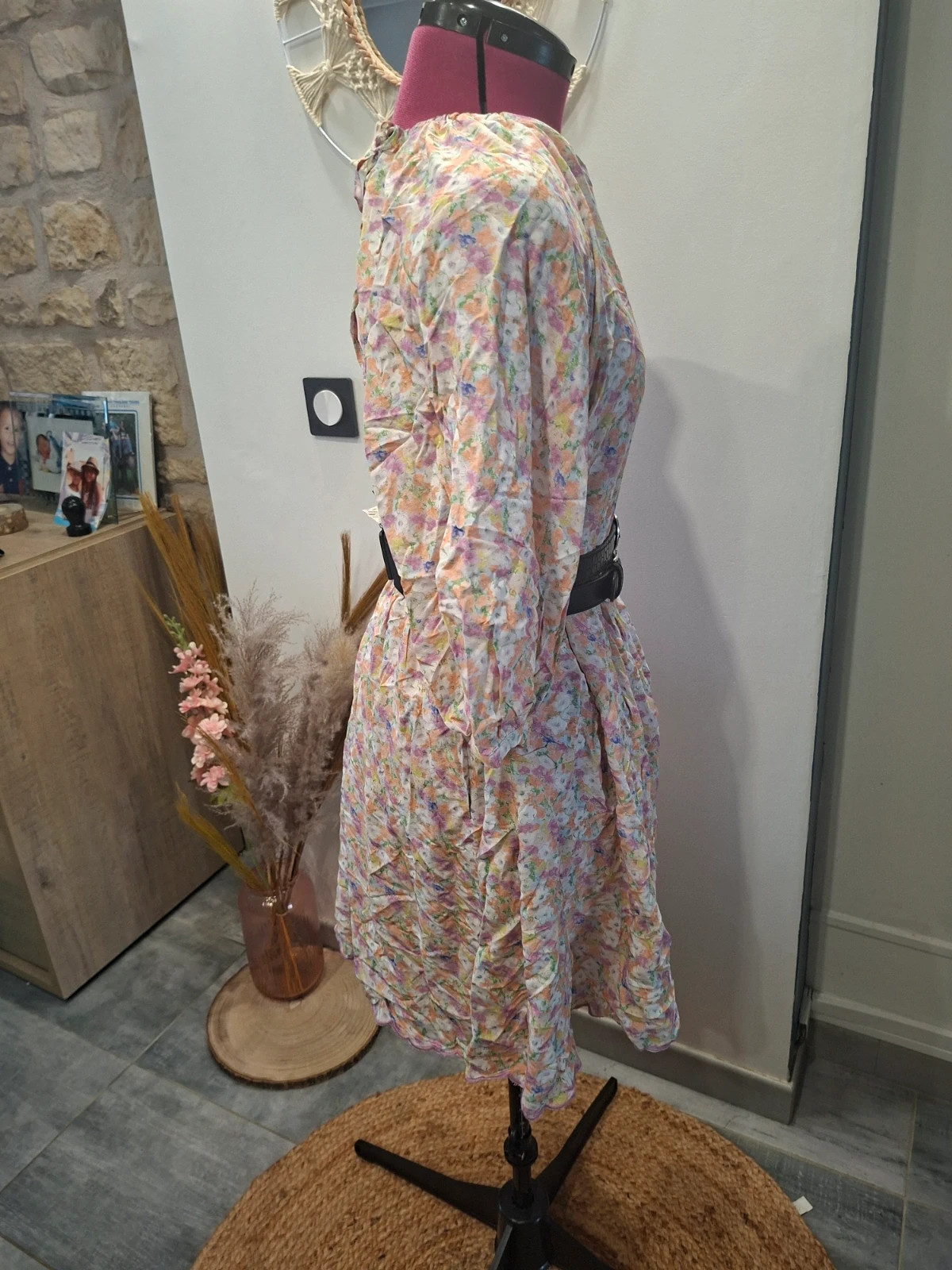 Robe fleurie FRNCH Paris beige pastel T. L neuve – FRNCH – taille L / 40 / 12 3