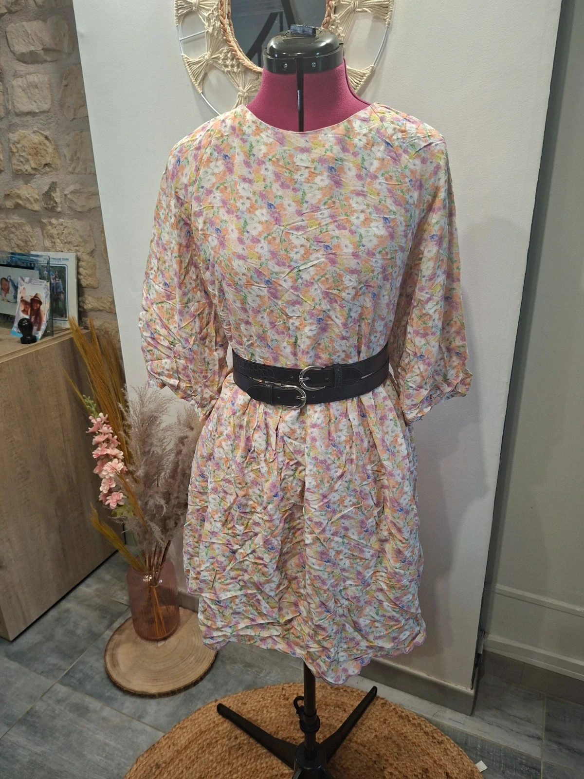 Robe fleurie FRNCH Paris beige pastel T. L neuve – FRNCH – taille L / 40 / 12