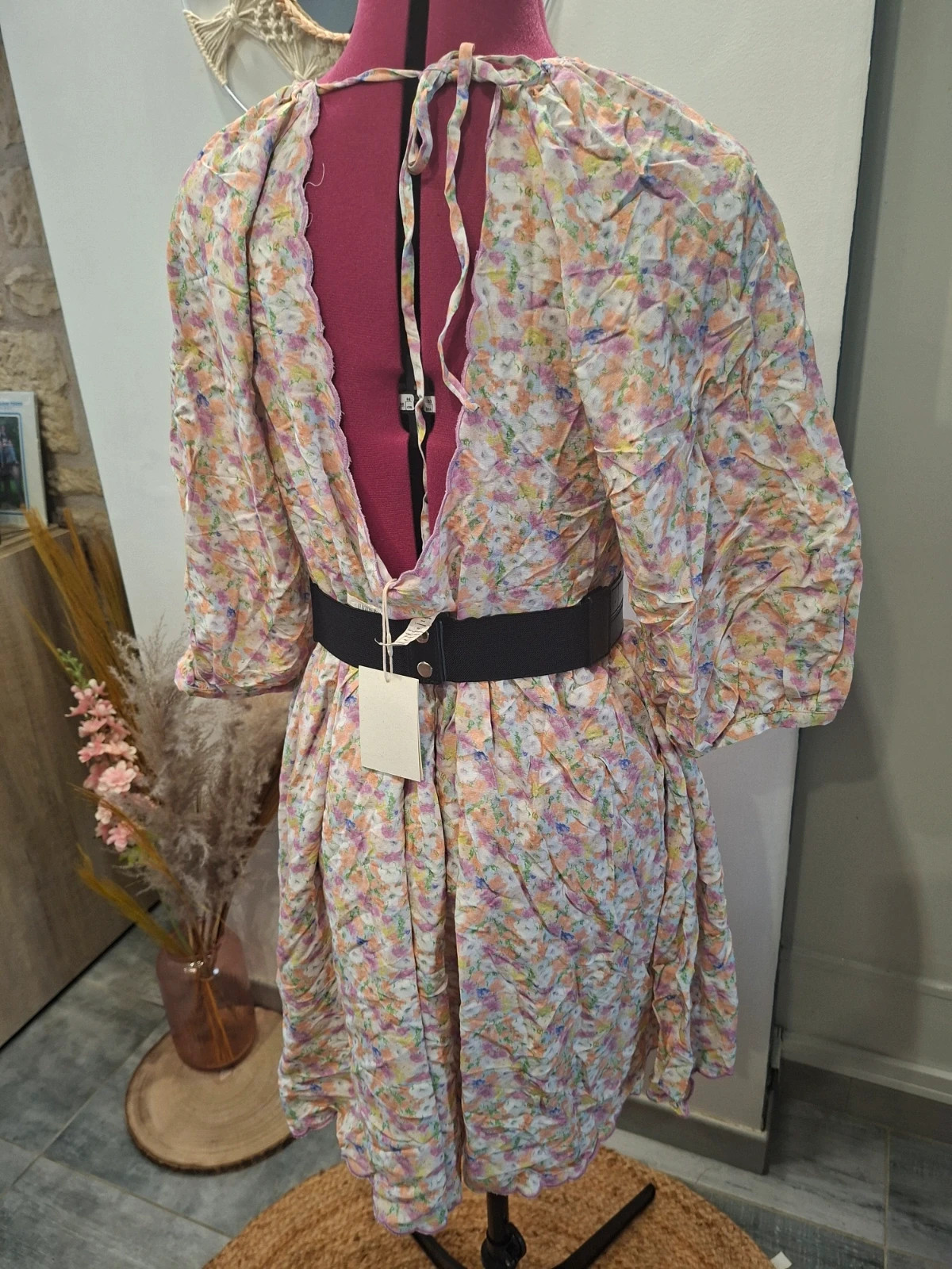 Robe fleurie FRNCH Paris beige pastel T. L neuve – FRNCH – taille L / 40 / 12 4