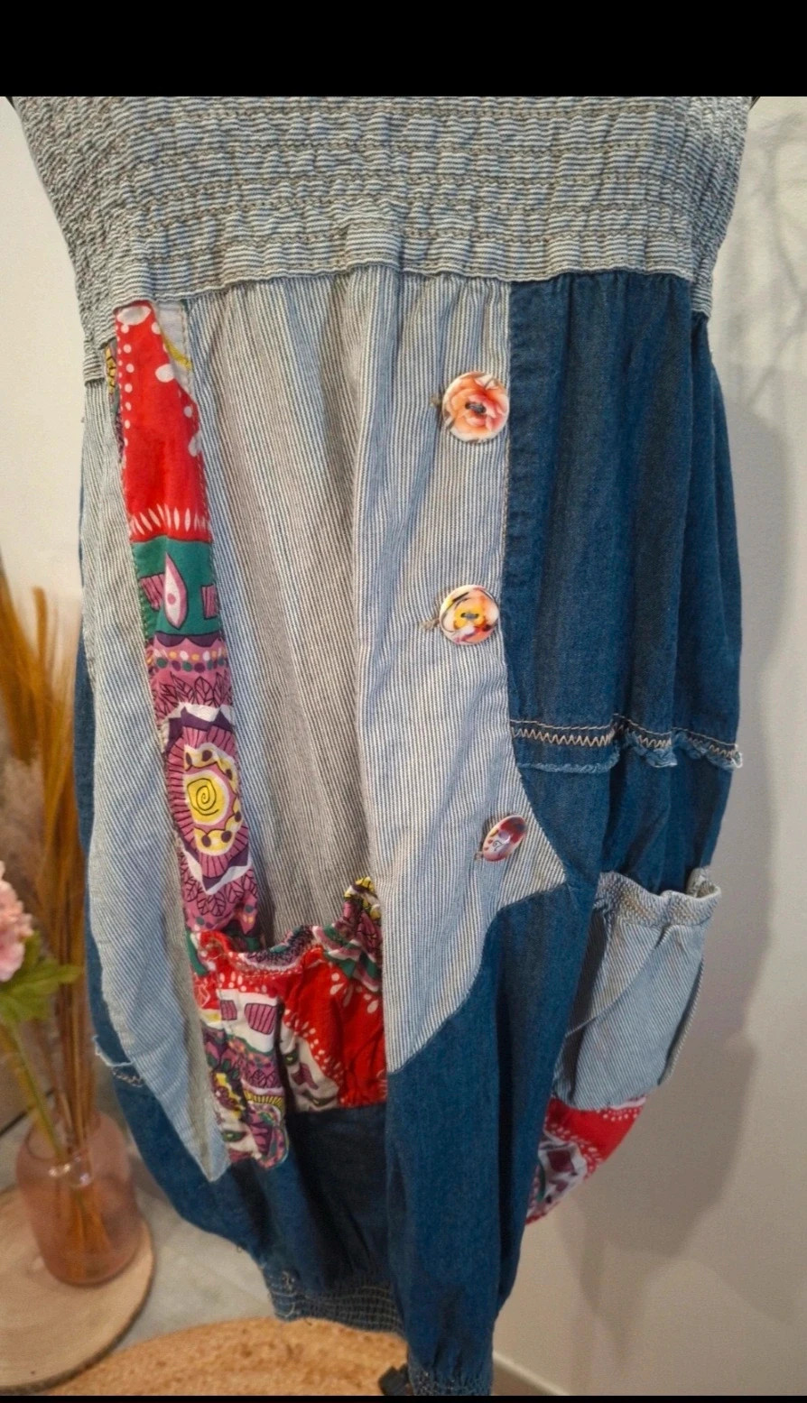 Robe patchwork en jean bohème – taille 40 – Miss Jeans – taille L / 40 / 12 2