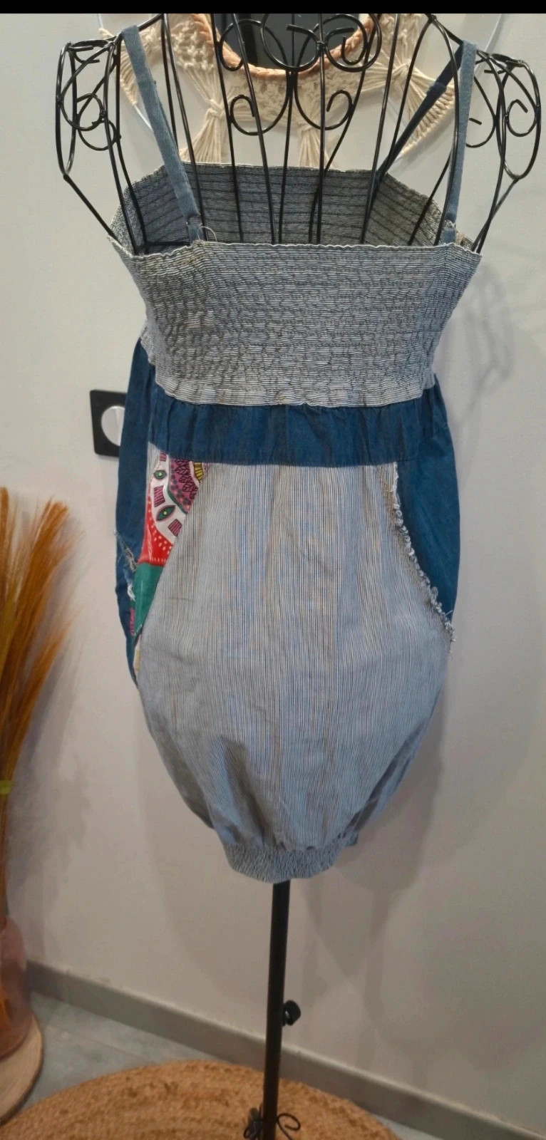 Robe patchwork en jean bohème – taille 40 – Miss Jeans – taille L / 40 / 12 5