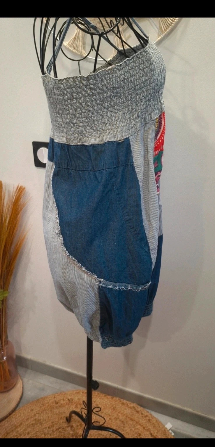 Robe patchwork en jean bohème – taille 40 – Miss Jeans – taille L / 40 / 12 4