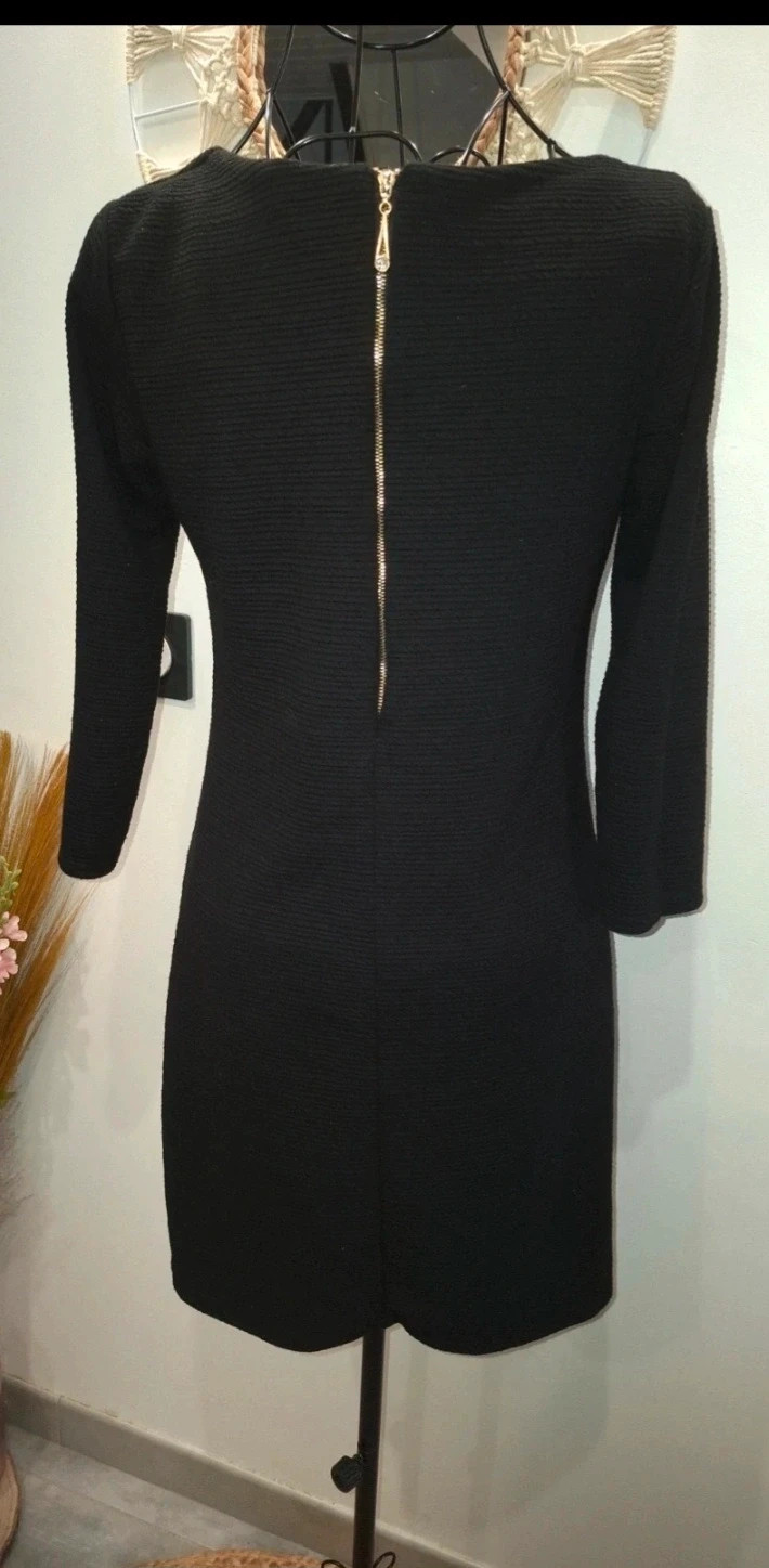 Robe noire moulante texturée manches longues – Made in Italy – Miss icon – taille Taille unique 4