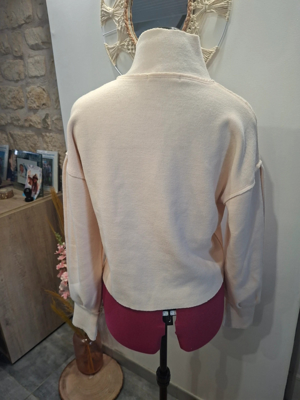 Pull crème écru femme taille S – manches originales – taille S / 36 / 8 5