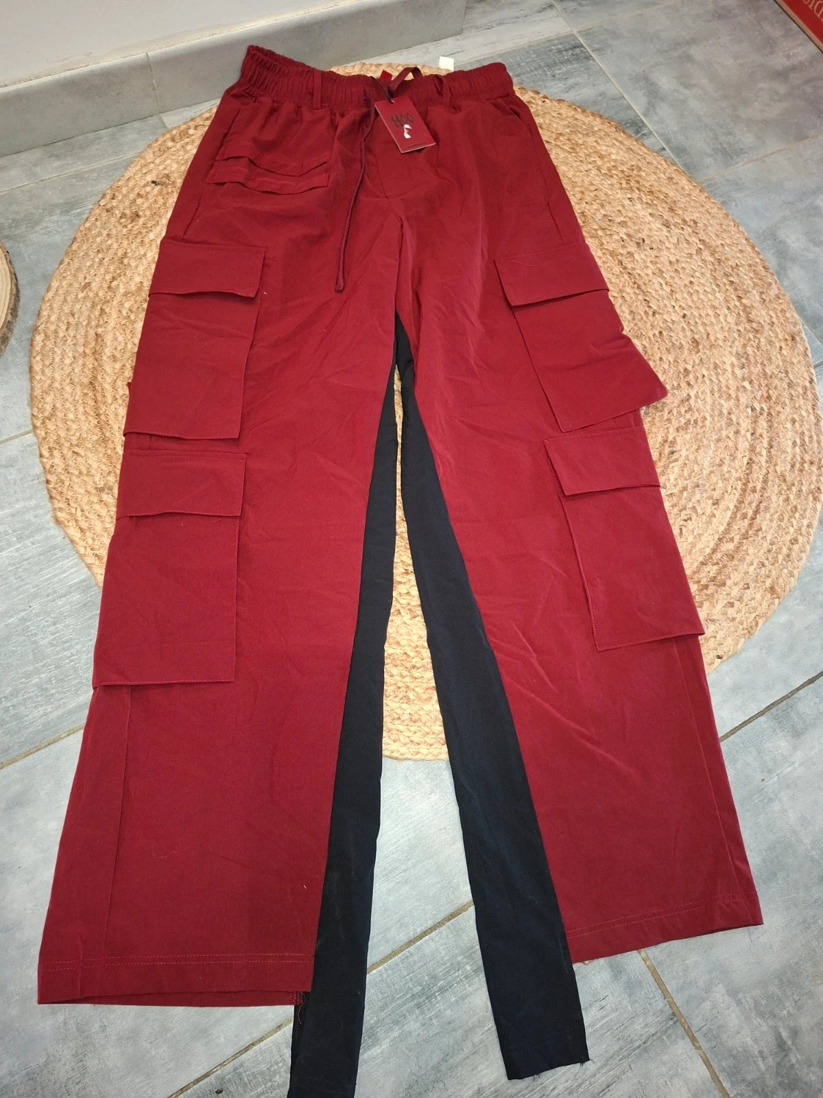 Pantalon cargo homme bordeaux et noir – neuf avec étiquette – taille M / 38 / 10 2