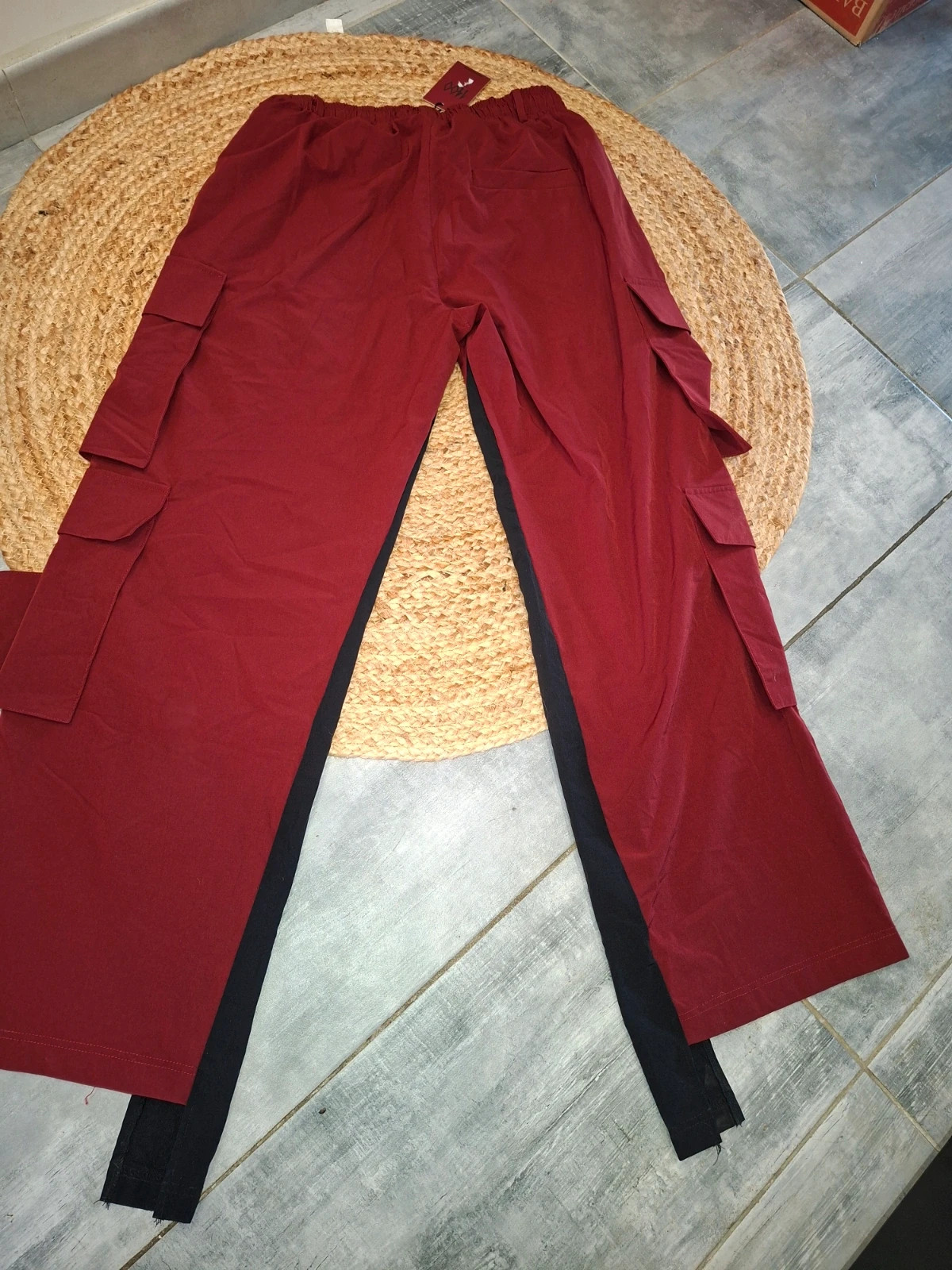 Pantalon cargo homme bordeaux et noir – neuf avec étiquette – taille M / 38 / 10 5
