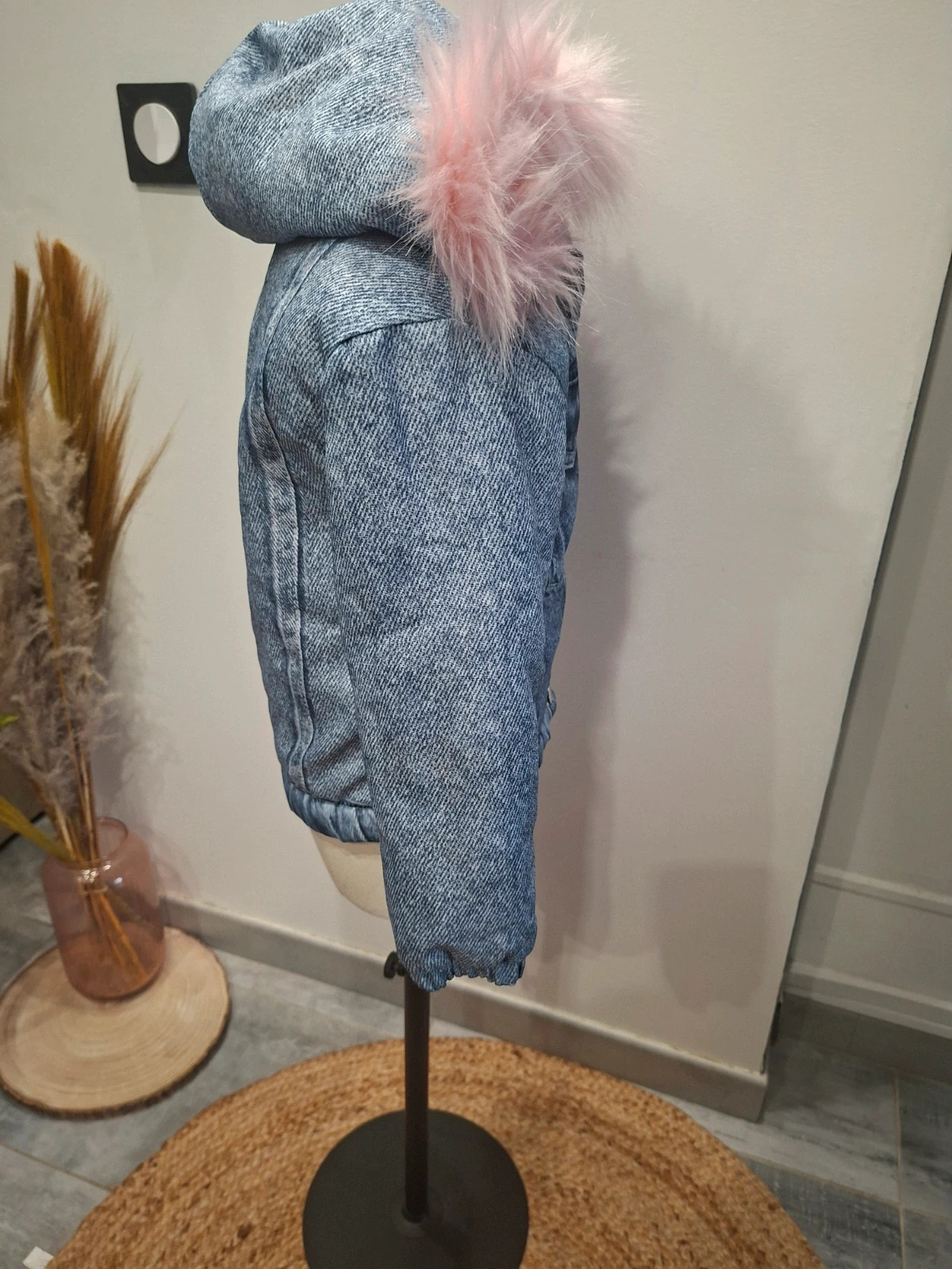 Veste en jean fille 7 ans avec capuche fourrure rose – style tendance – Shein – taille 7 ans / 122 cm 4