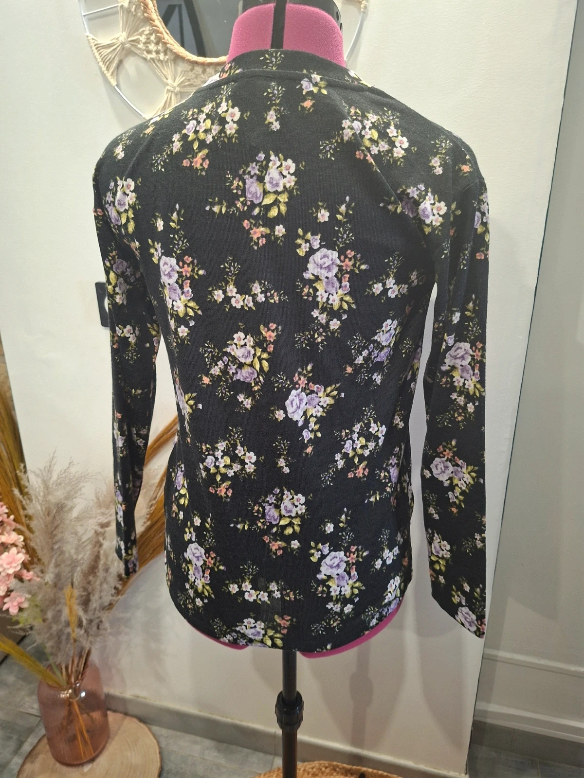 Blouse Terranova femme M noire imprimé floral violet rose – Terranova – taille XS / 34 / 6 4
