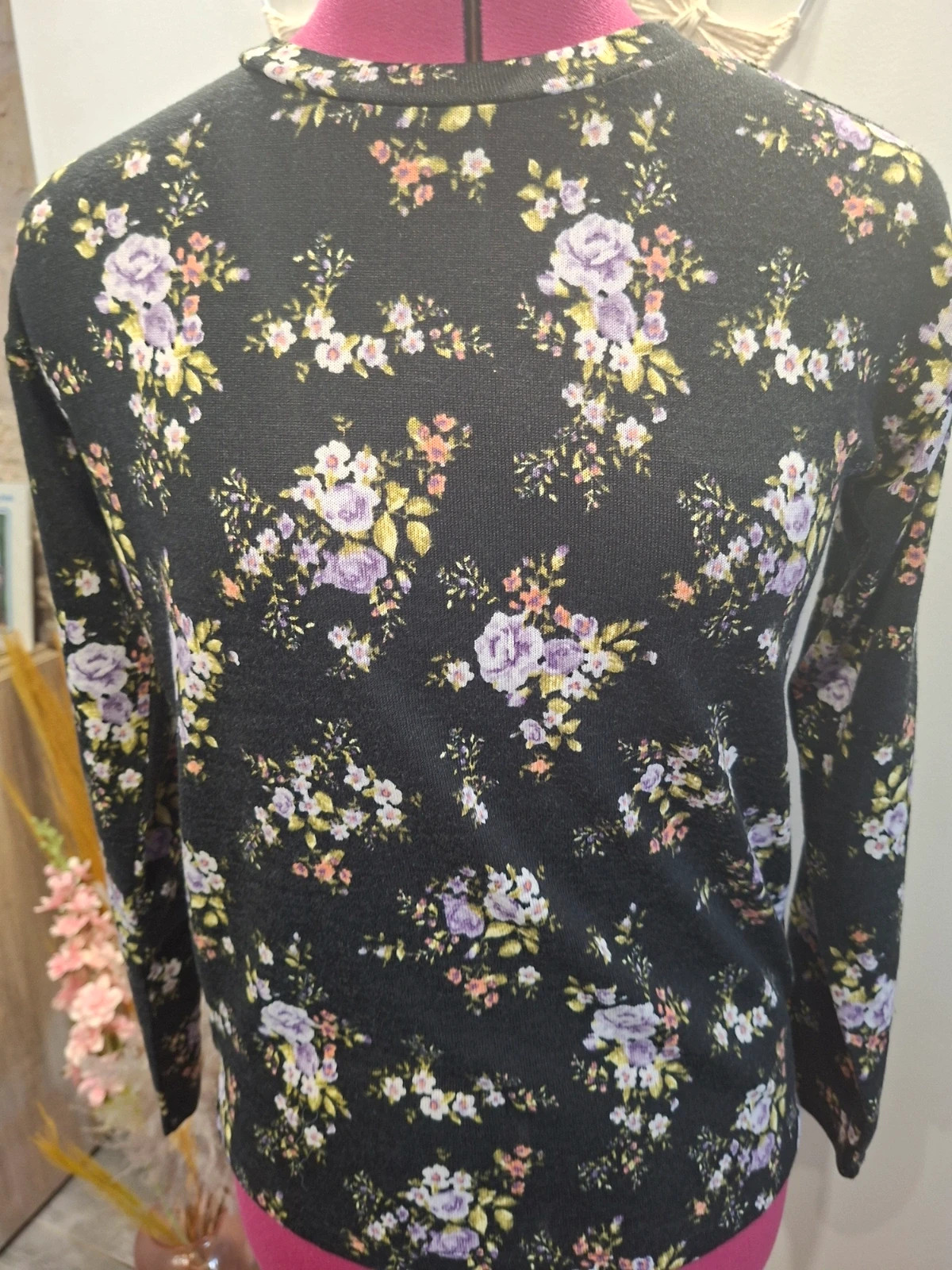 Blouse Terranova femme M noire imprimé floral violet rose – Terranova – taille XS / 34 / 6 2