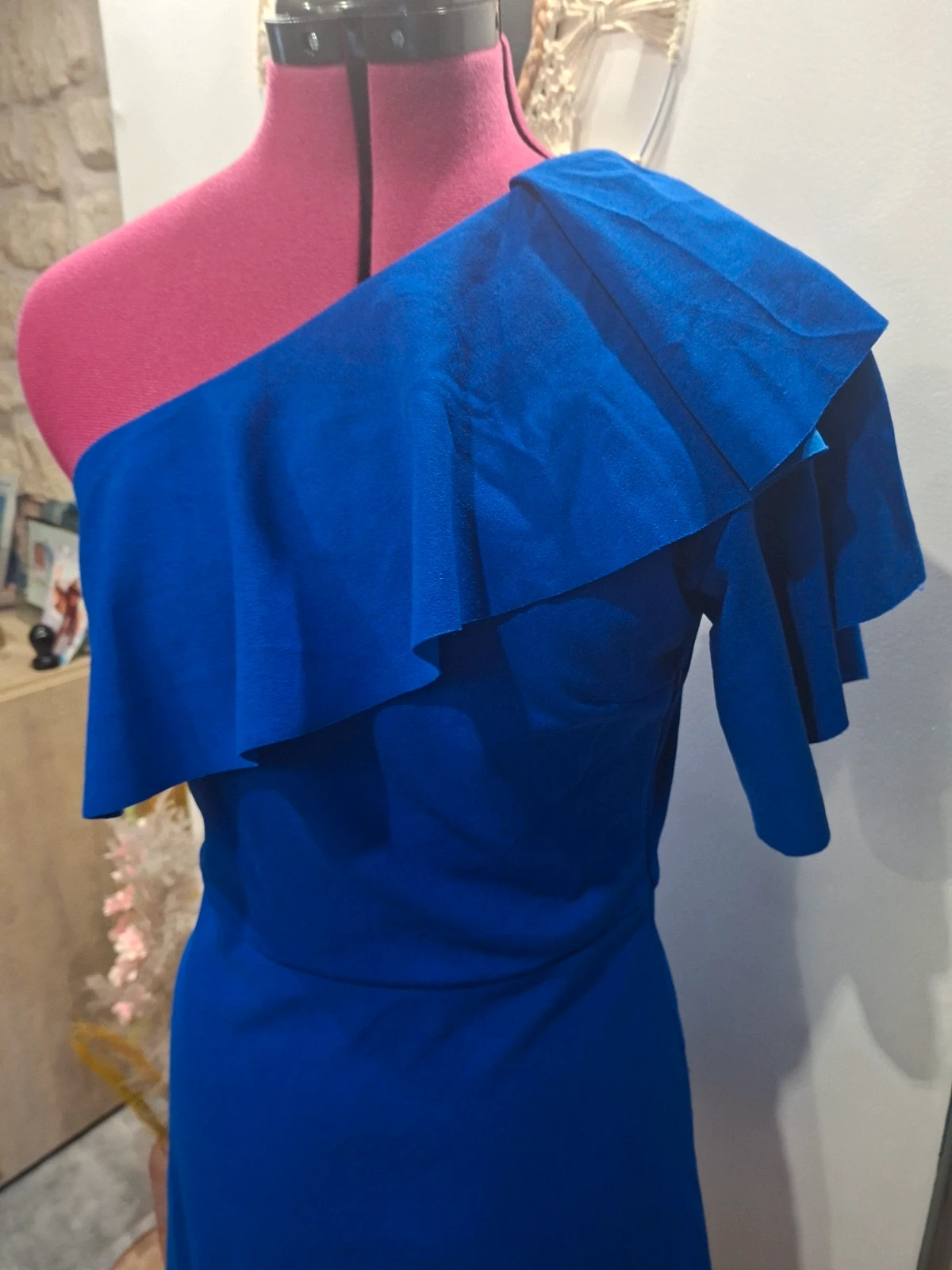 Robe bleue électrique asymétrique à volants – Tonalá – T42/L – Neuve avec étiquette – Tonala – taille L / 40 / 12 2