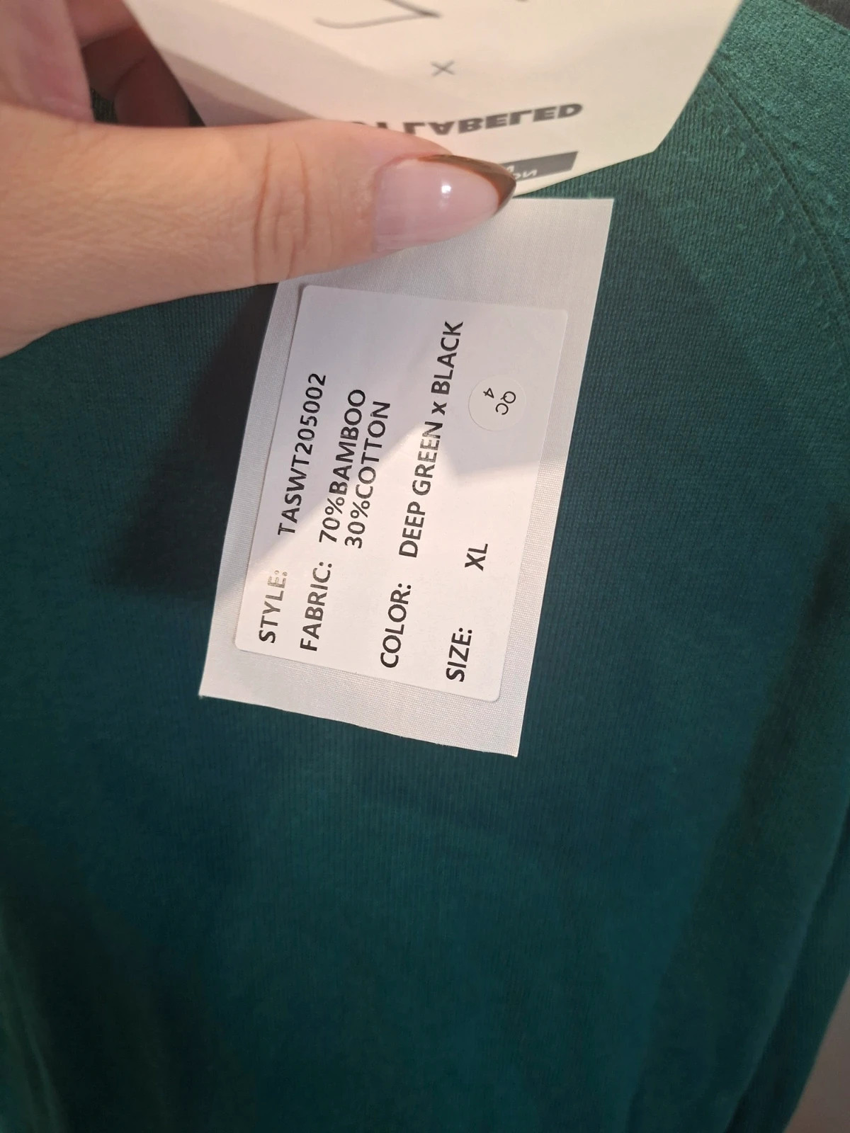 Pull vert fonce / vert bouteille & bande noire Takei - Neuf avec étiquette - Taille XL (70% Bambou) – Takie Same – taille XL 4