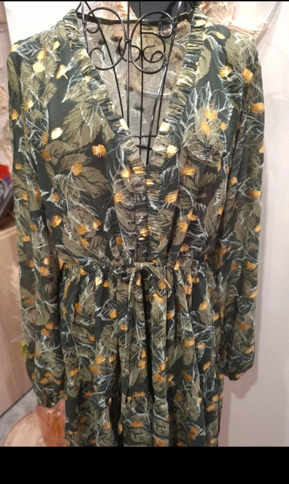Robe Atelier Evène Paris kaki imprimé végétal S/M – Atelier Evène – taille S / 36 / 8 4
