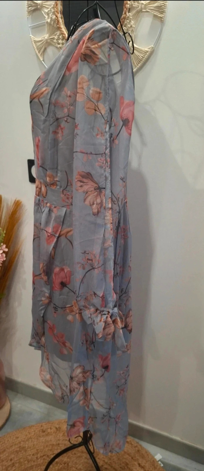 Robe longue fleurie gris bleu – M – neuve avec étiquette – Merribel – taille M / 38 / 10 3
