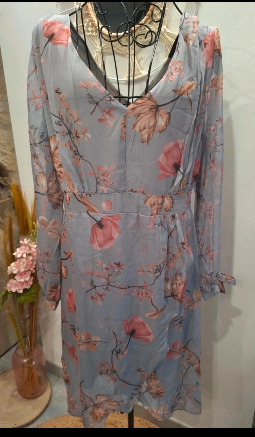 Robe longue fleurie gris bleu – M – neuve avec étiquette – Merribel – taille M / 38 / 10 2