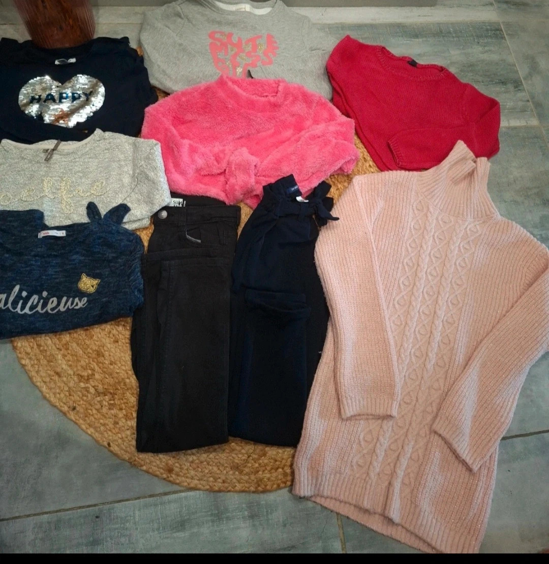 Lot de 8 vêtements fille – tailles 7/8/10 ans environ
