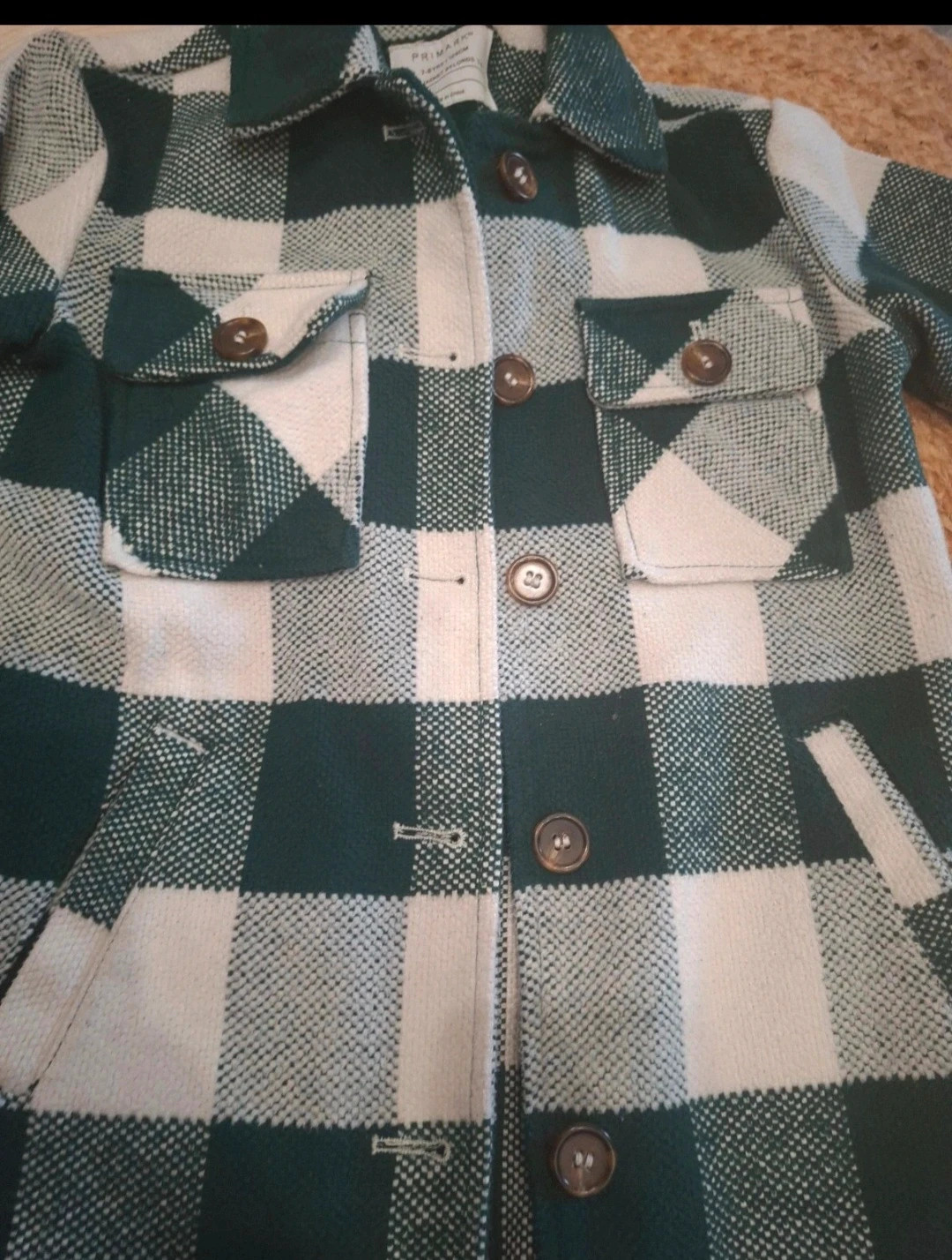 Surchemise à carreaux vert, blanc et gris – Primark 7/8 ans – Primark – taille 8 ans / 128 cm 2