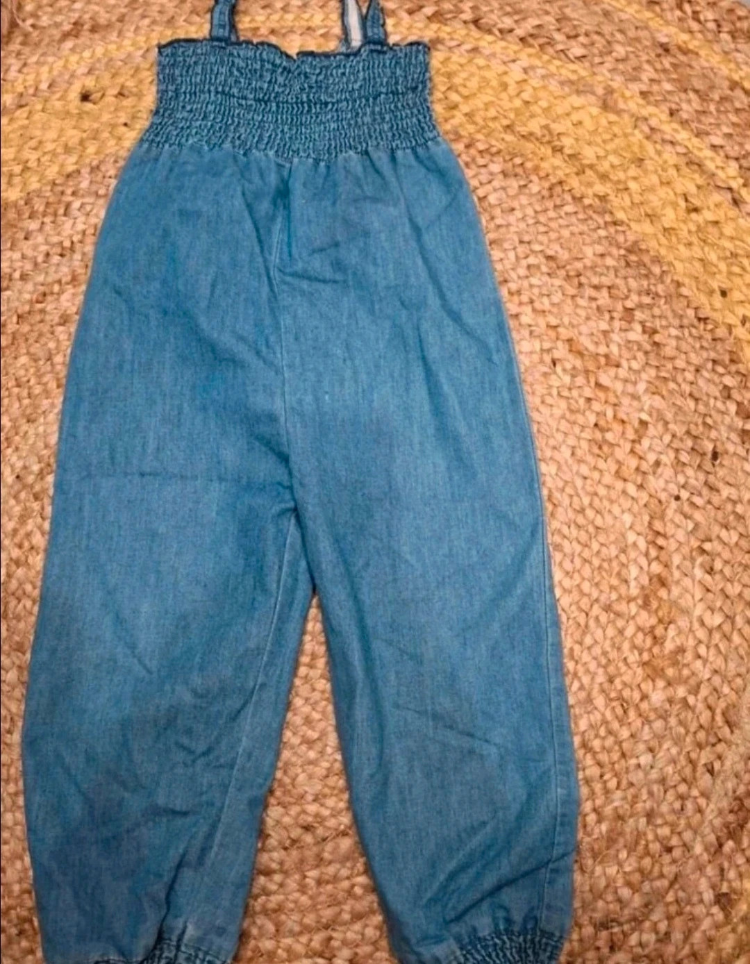 Combinaison pantalon fille en denim bleu – 98 cm / 3 ans – taille 3 ans / 98 cm