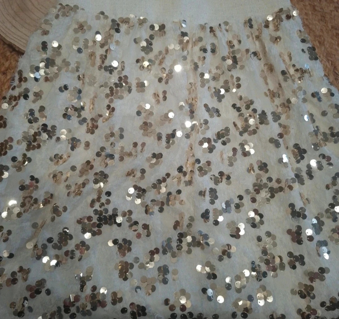 Robe blanche fille à sequins dorés et argentés – 130 – Kiki baby – taille 8 ans / 128 cm 2