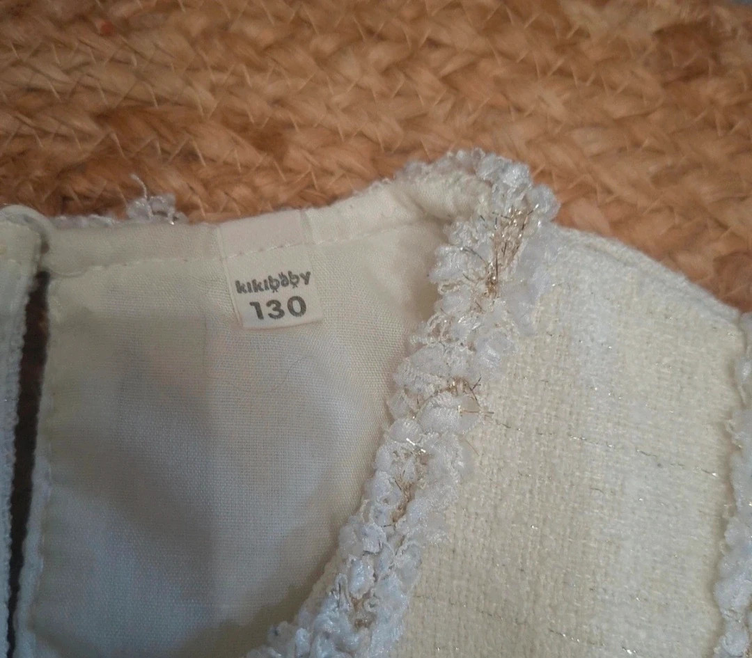 Robe blanche fille à sequins dorés et argentés – 130 – Kiki baby – taille 8 ans / 128 cm 4
