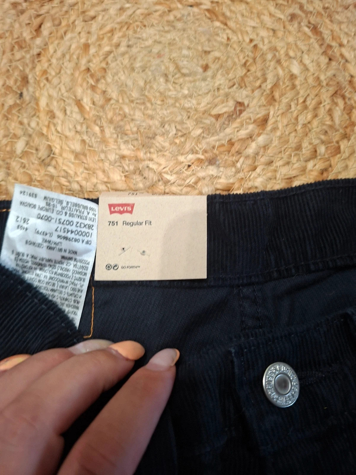 Pantalon velours côtelé Levi’s 751 Regular Fit - Noir - Neuf avec étiquette - W28 L32 – Levi's – taille S / 36 / 8 3