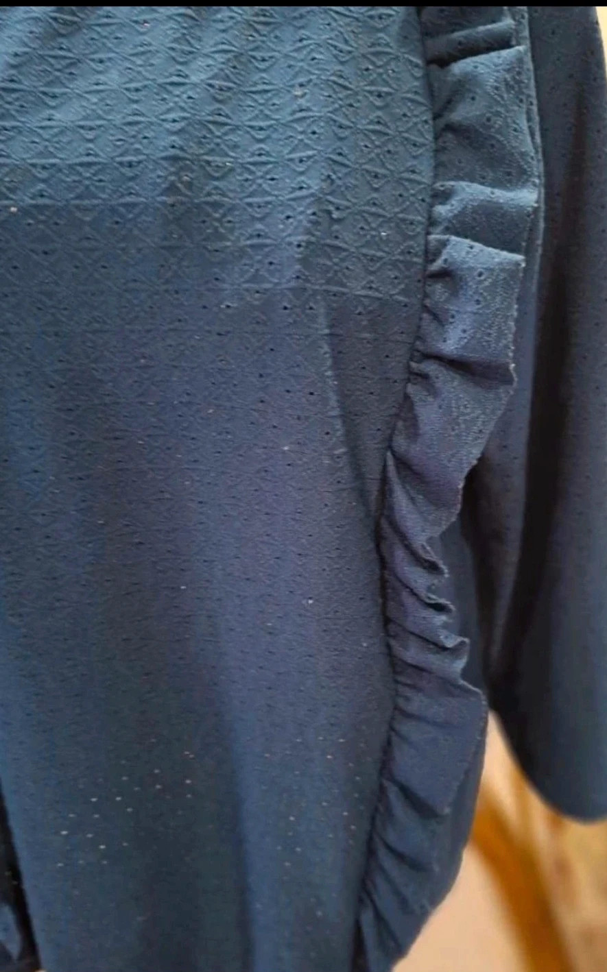 Blouse bleu canard Camaïeu XL (42/44) Volants & Broderie anglaise – Camaïeu – taille XL / 42 / 14 2