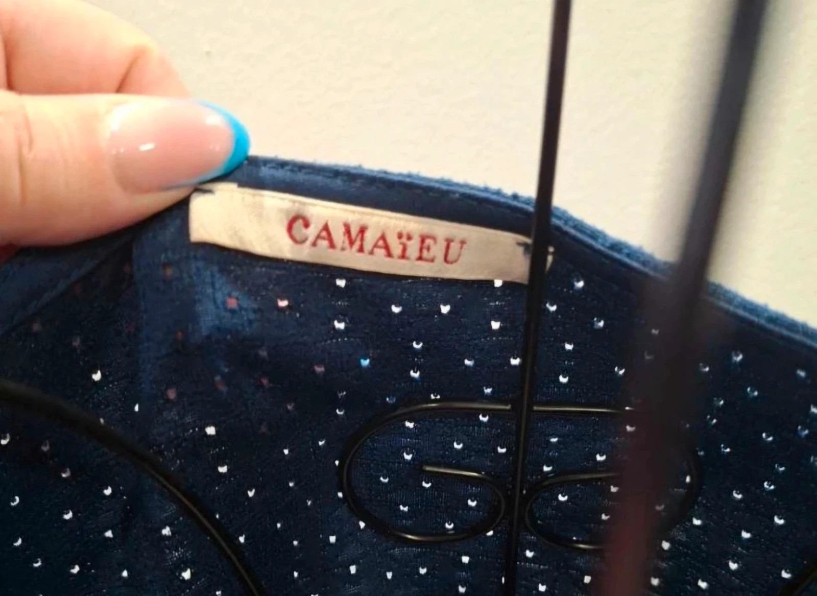 Blouse bleu canard Camaïeu XL (42/44) Volants & Broderie anglaise – Camaïeu – taille XL / 42 / 14 3