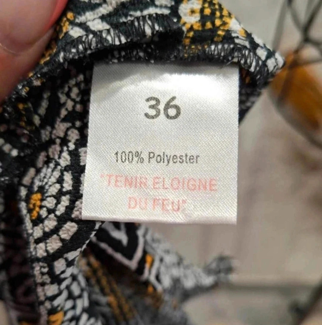 Combishort fluide imprimé ethnique / col volanté T. 36 – taille S / 36 / 8 2