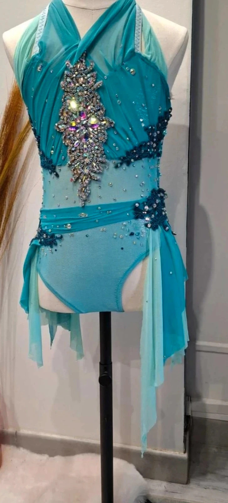 Justaucorps Compétition Twirling / Gym 8 ans Strass AB Haute Qualité – Fait Main – taille 8 ans / 128 cm 5