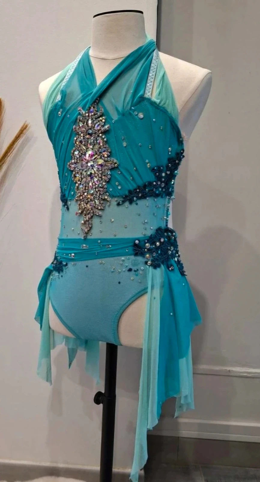 Justaucorps Compétition Twirling / Gym 8 ans Strass AB Haute Qualité – Fait Main – taille 8 ans / 128 cm