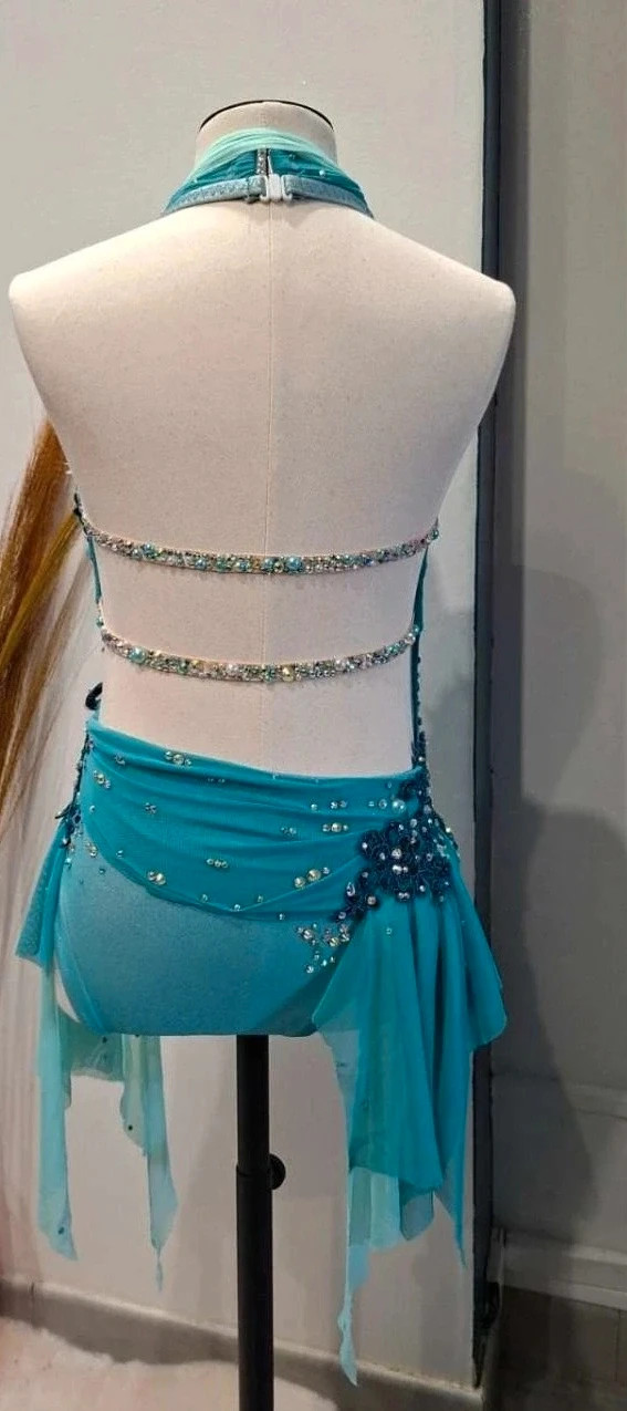 Justaucorps Compétition Twirling / Gym 8 ans Strass AB Haute Qualité – Fait Main – taille 8 ans / 128 cm 3