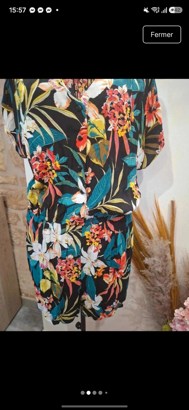 Combi-short fleurie Promod Motif tropical / floral (Très bon état) – Promod – taille M / 38 / 10 2