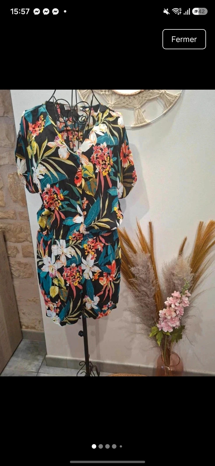 Combi-short fleurie Promod Motif tropical / floral (Très bon état)