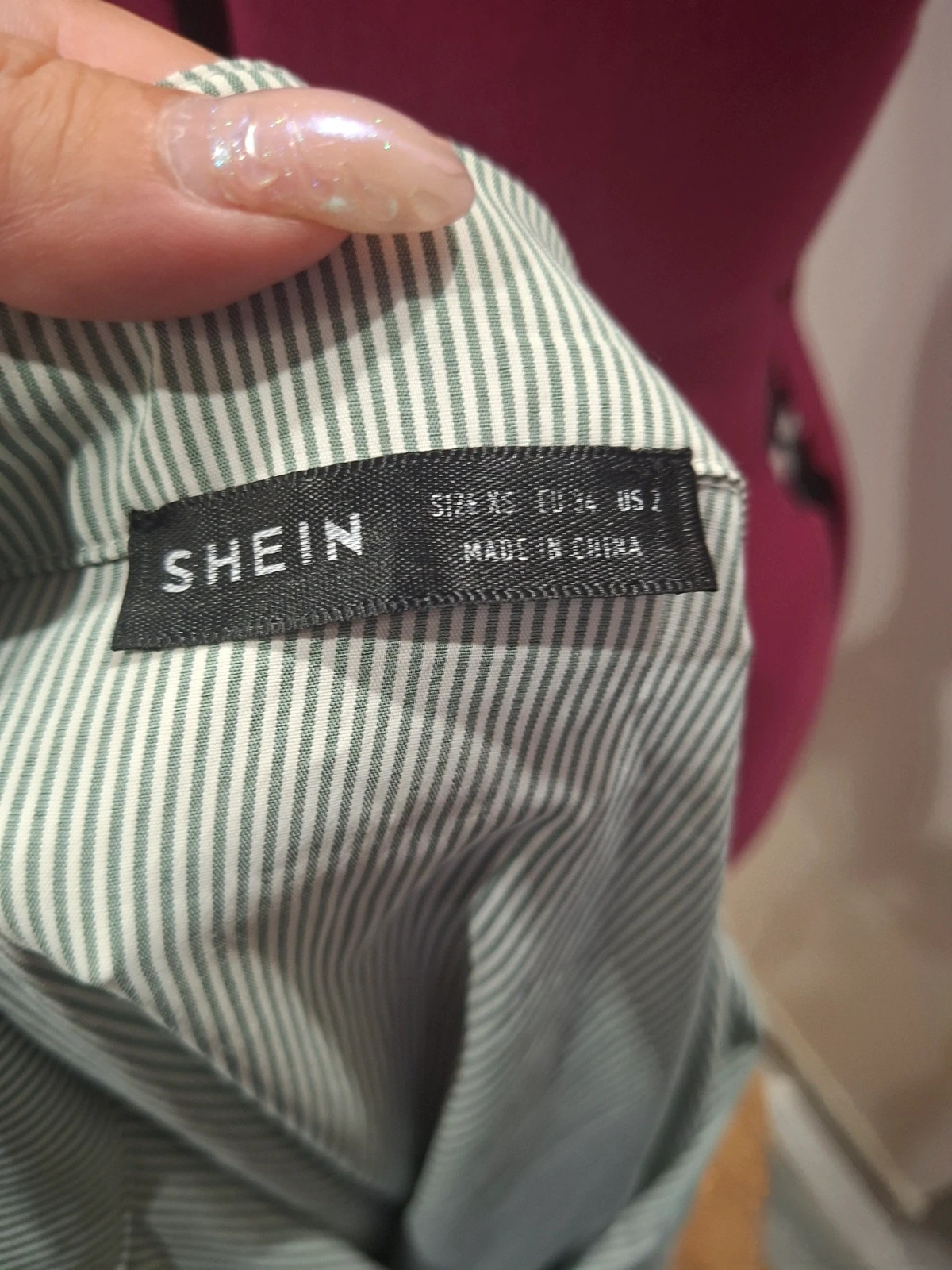 Blouse cintrée à rayures vert d'eau et blanc SHEIN Taille XS / 34 – Shein – taille XS / 34 / 6 5