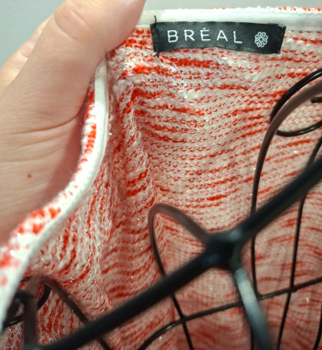 Pull léger 2-en-1 effet superposé BRÉAL Blanc & corail / fils liseurs brillant – Bréal – taille M / 38 / 10 4