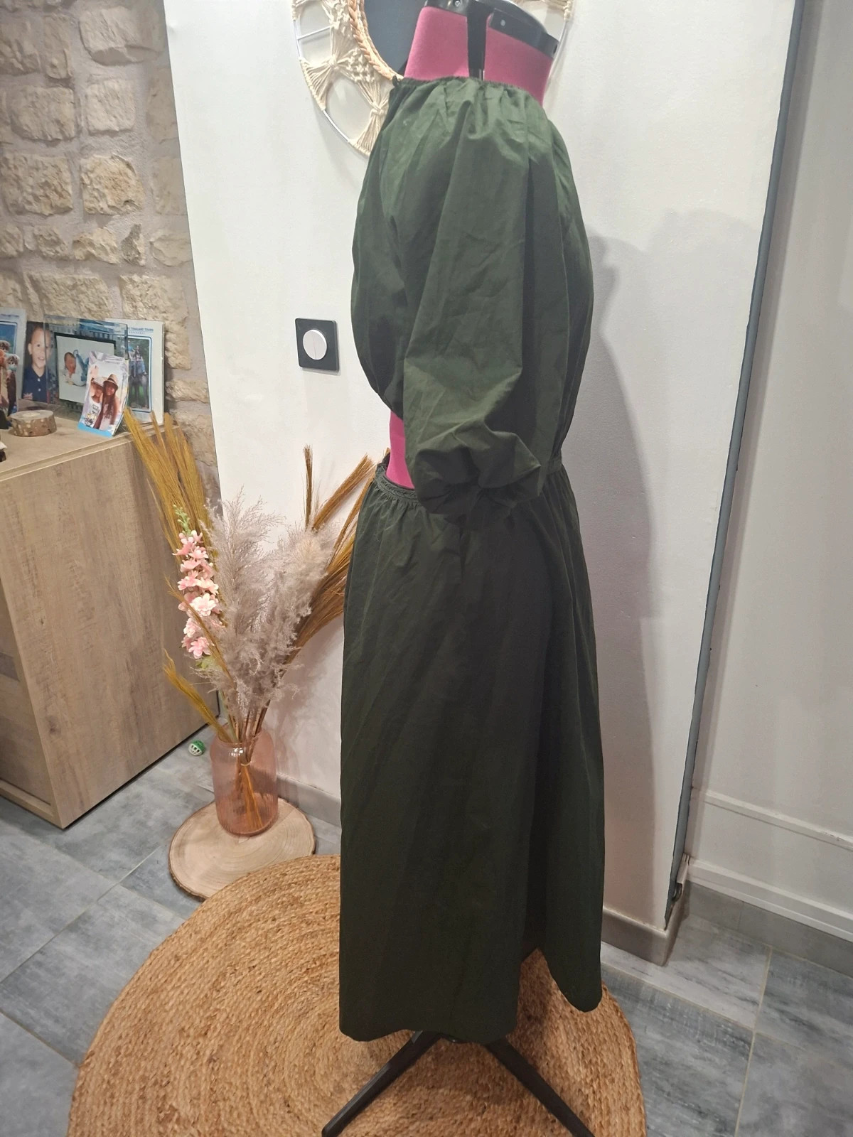 Robe longue froncée vert kaki H&M Taille M NEUVE – H&M – taille M / 38 / 10 3