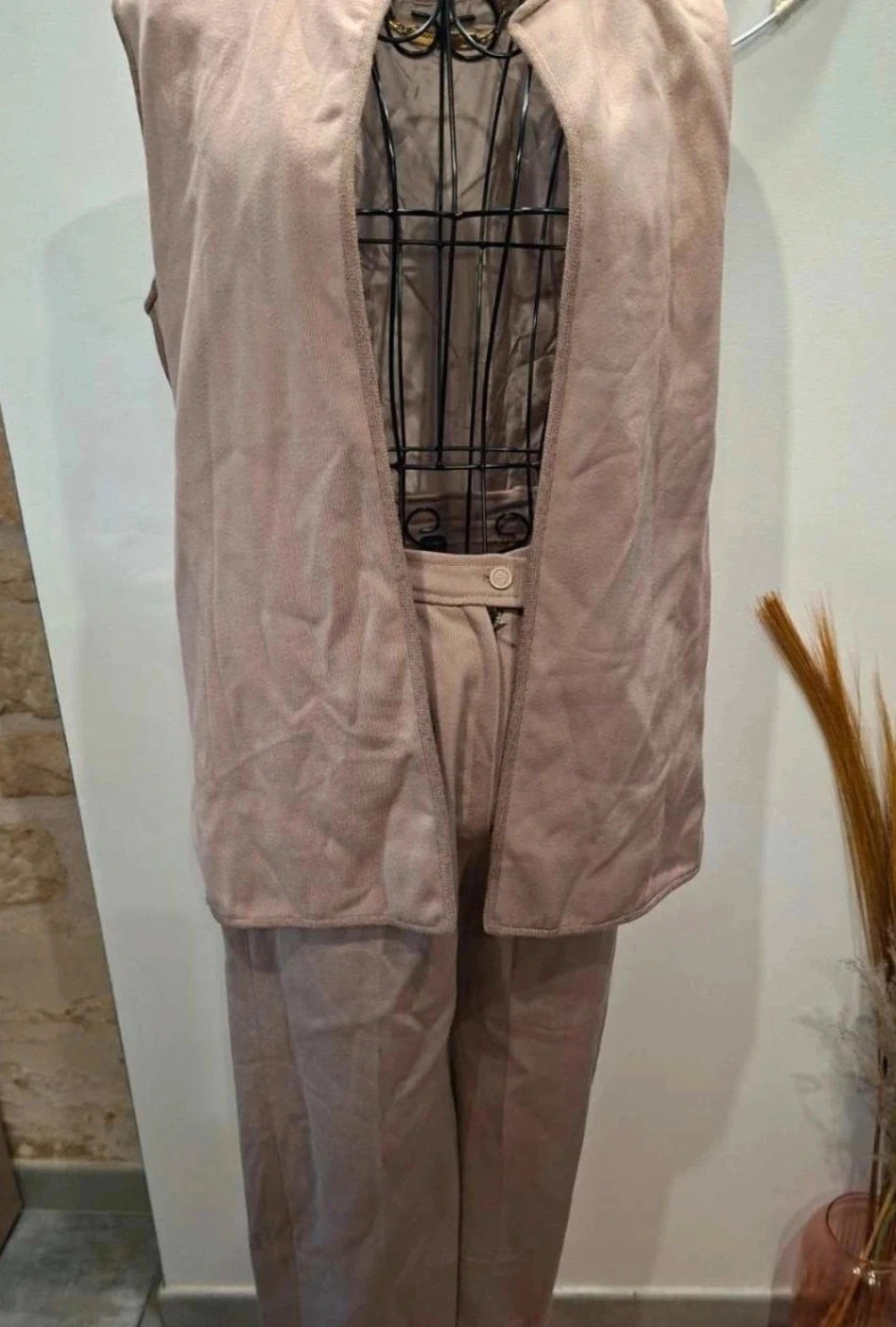Ensemble vintage Cassandre Paris Gilet sans manches & Pantalon beige (T34/36) – cassandre – taille XS / 34 / 6 3