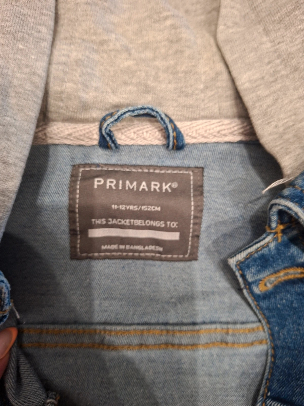 Veste en jean avec capuche et manches molleton gris Primark - Enfant 11-12 ans / 152 cm – Primark – taille 12 ans / 152 cm 2