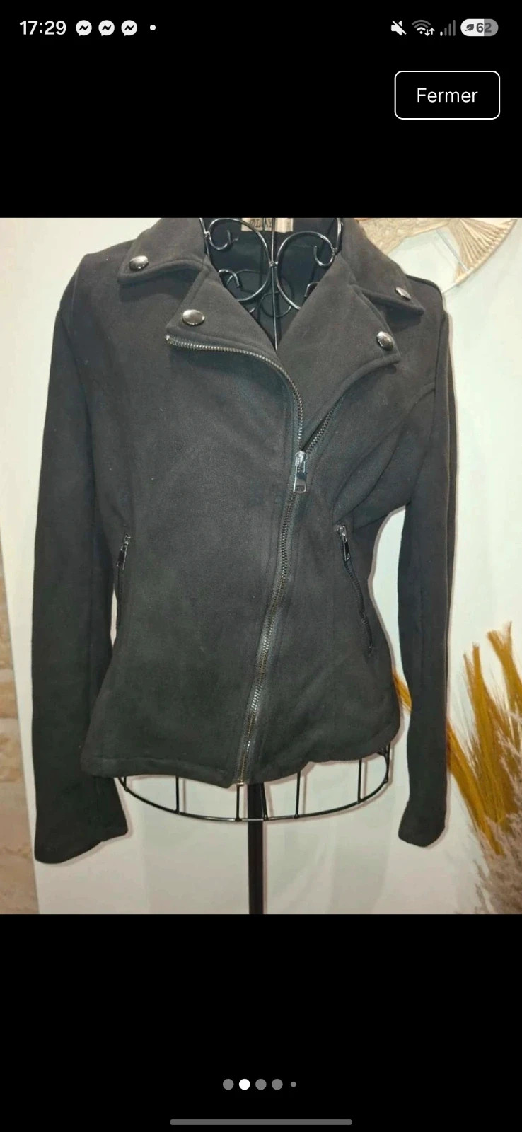 Veste / Manteau style perfecto suédine noire ØLAY - Taille 42 (XL) – Olay – taille XL / 42 / 14 2
