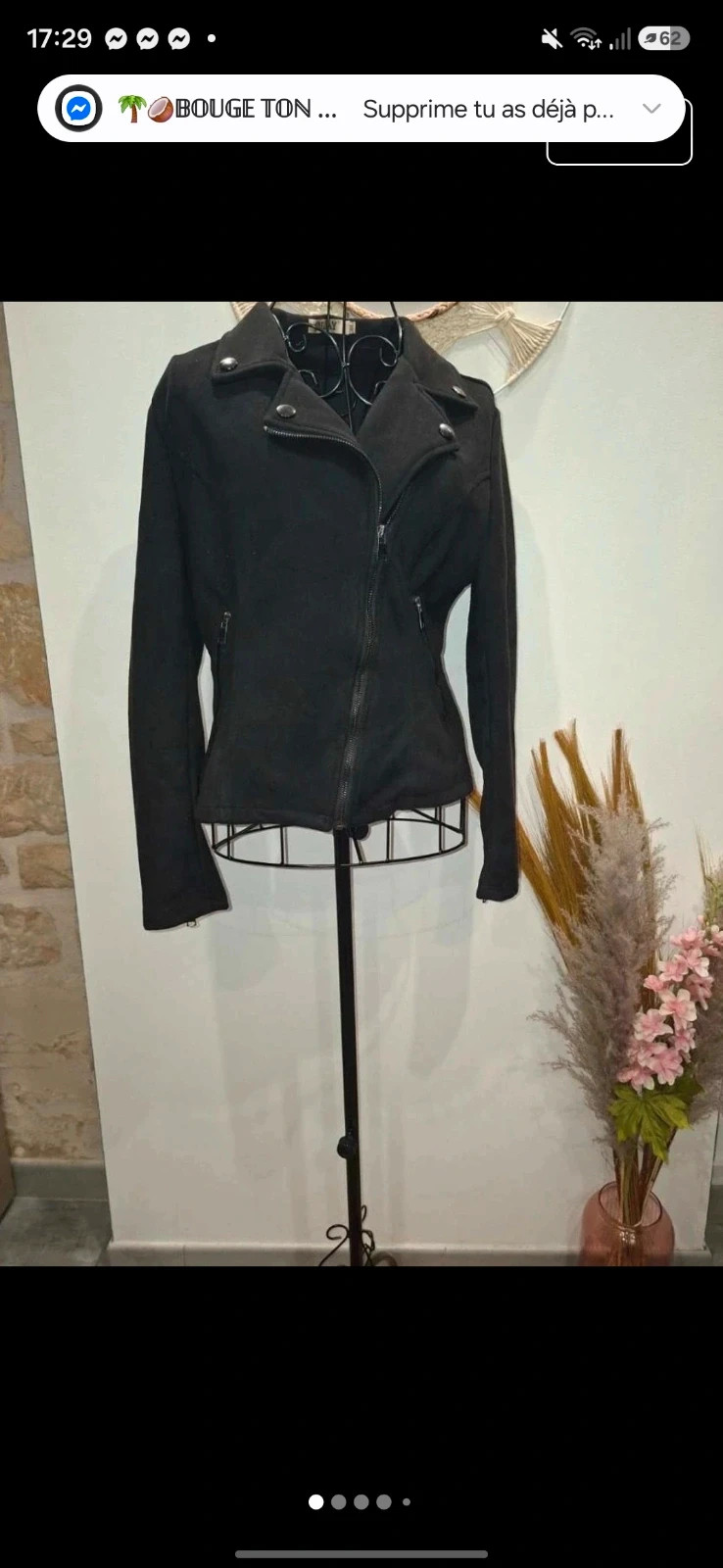 Veste / Manteau style perfecto suédine noire ØLAY - Taille 42 (XL)