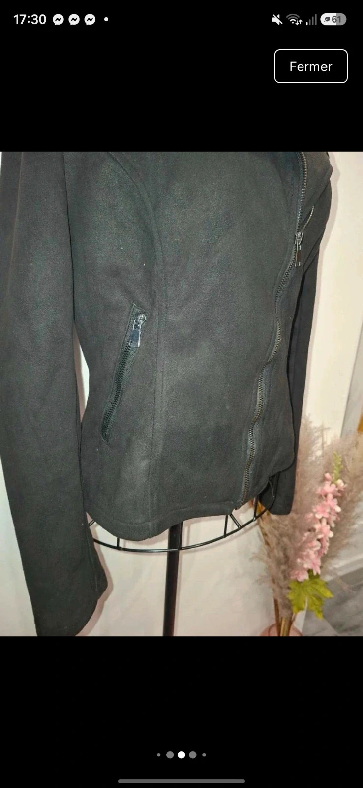 Veste / Manteau style perfecto suédine noire ØLAY - Taille 42 (XL) – Olay – taille XL / 42 / 14 3